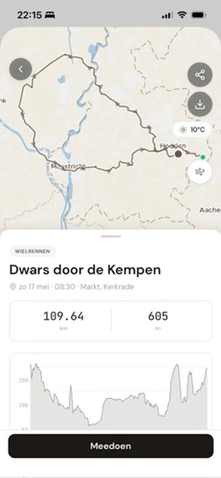 Next ride in the Grupetti app